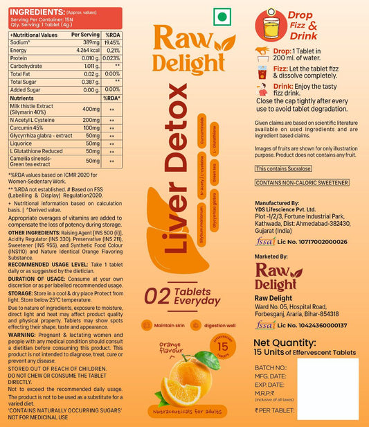 Raw Delight Liver Detox – Effervescent Tablets (Orange Flavour)